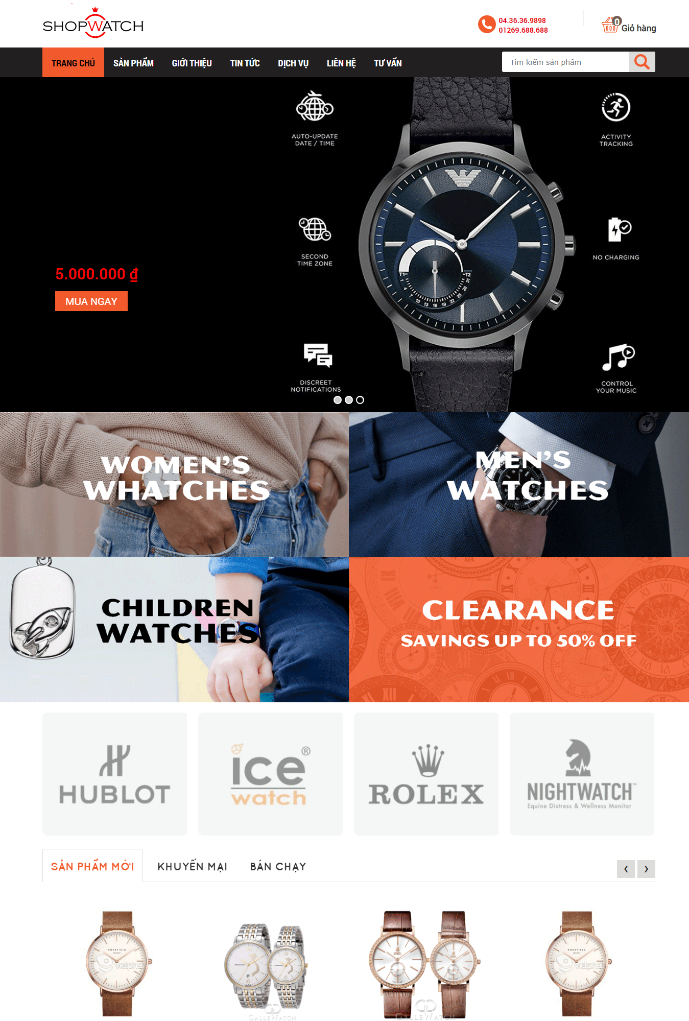 Mẫu thiết kế website đồng hồ
