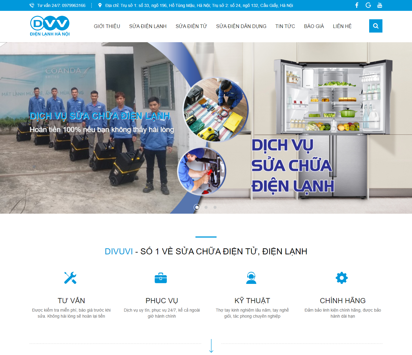 Thiết kế website dịch vụ sửa chữa điện