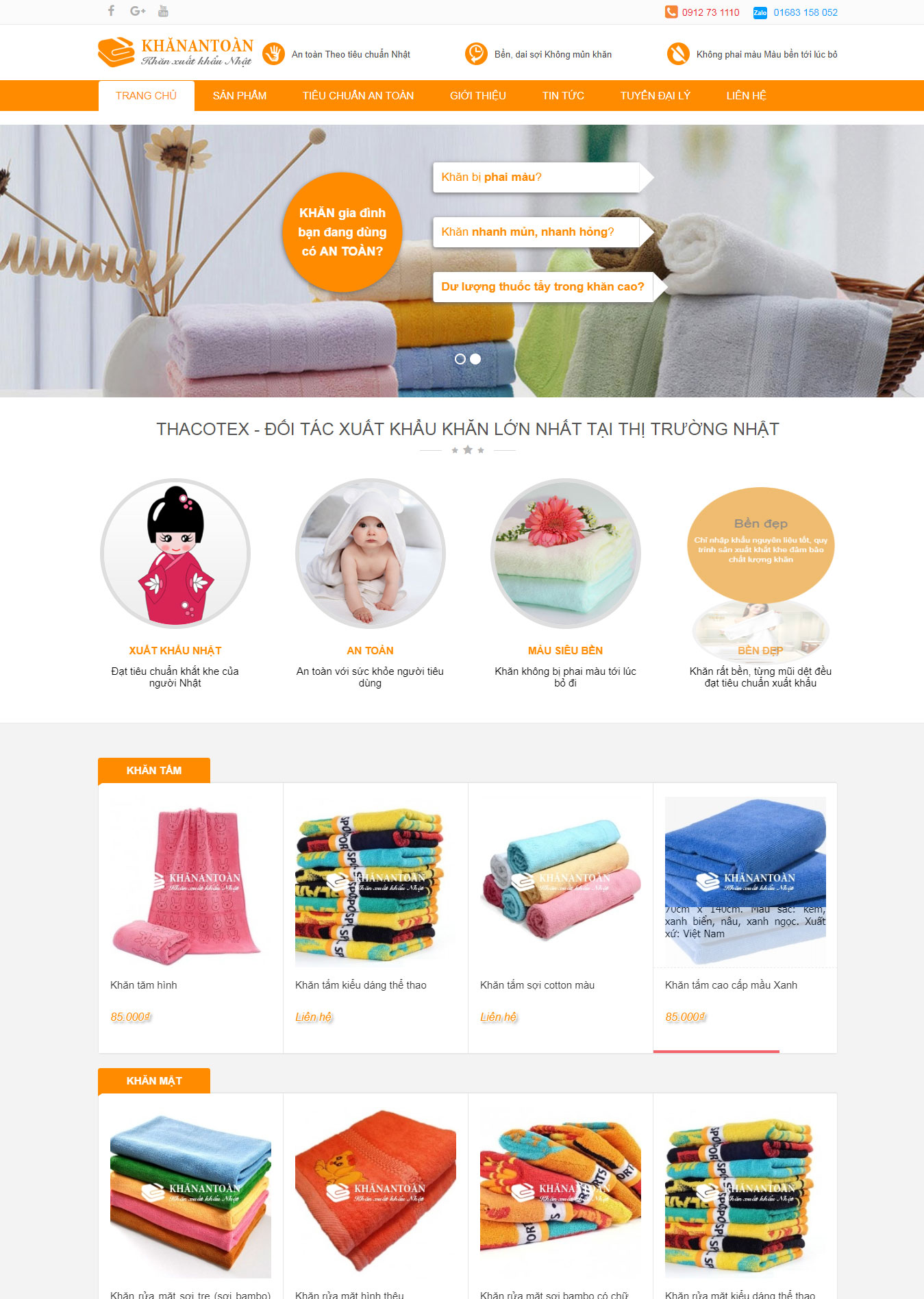 Mẫu thiết kế website bán khăn