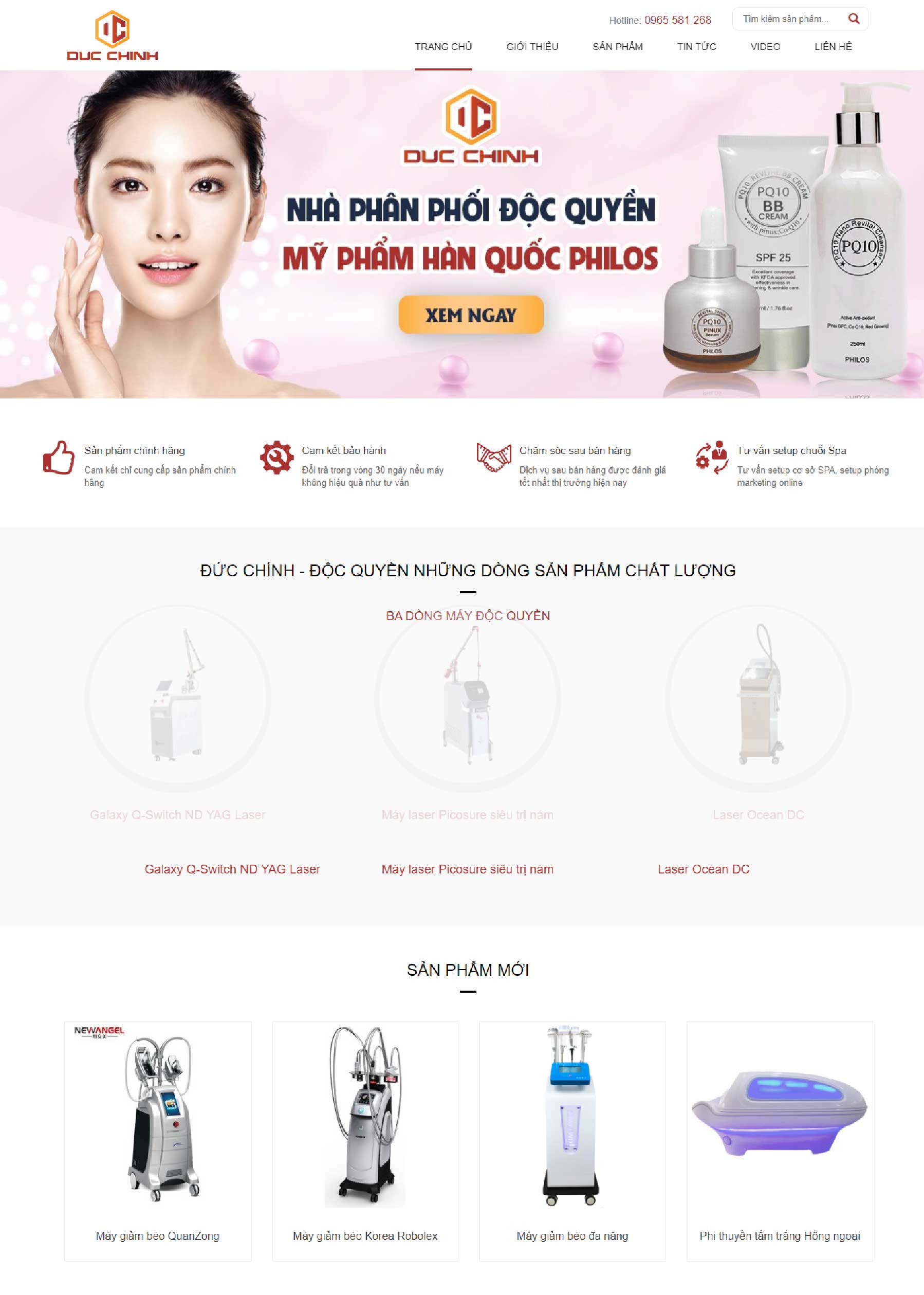 Website kinh doanh máy thẩm mỹ