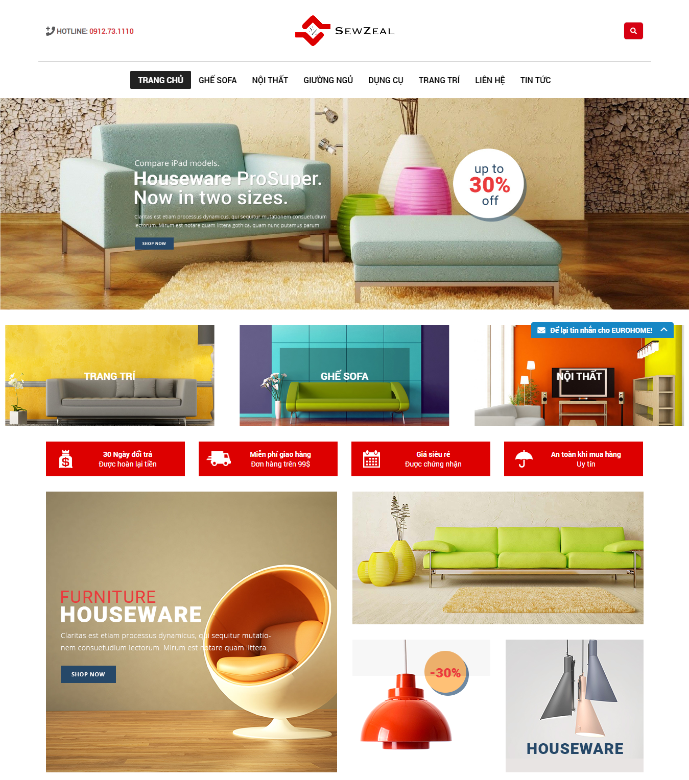 Mẫu thiết kế web nội thất
