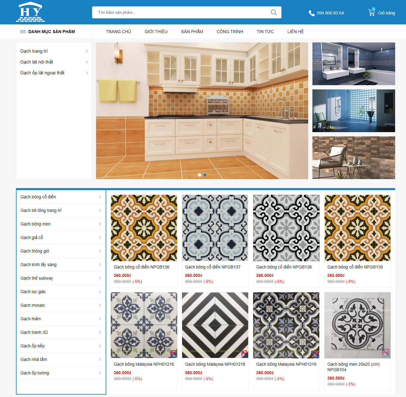 Mẫu website bán vật liệu xây dựng
