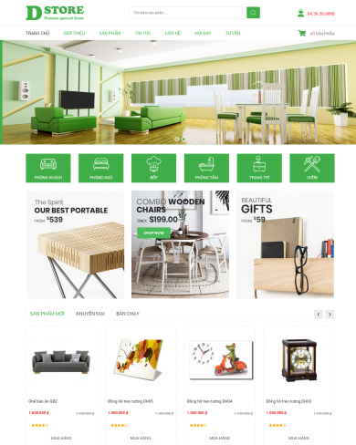 Mẫu thiết kế web nội thất phong cách hiện đại