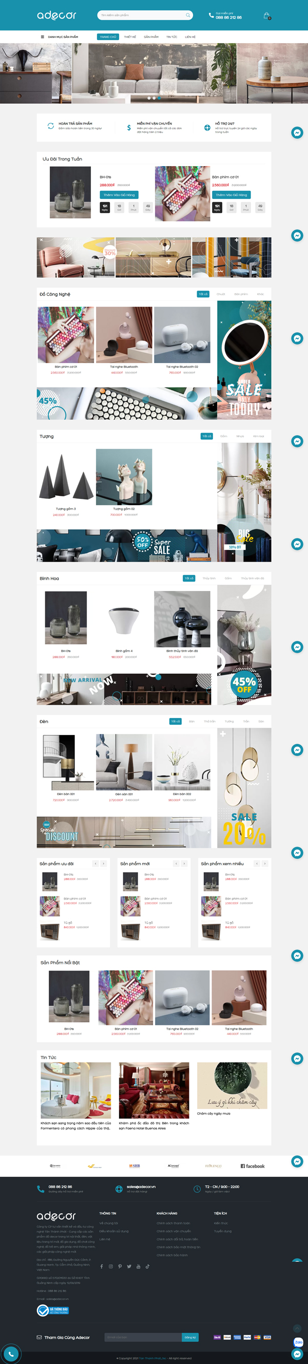 Web sản phẩm đồ decor trang trí nội thất